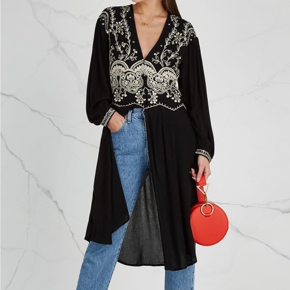 Free People Highline Skyline embroidered top dress midi